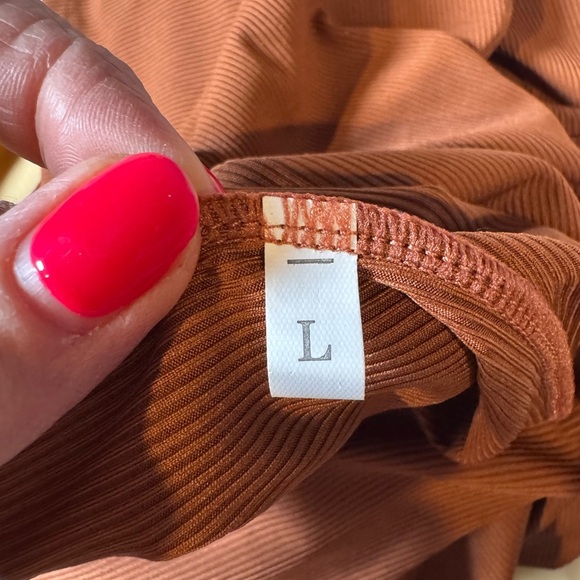 Rust Long Sleeve Square Neck Maxi Dress w/ Built-In Shapewear - Size L B095 - Picture 9 of 9